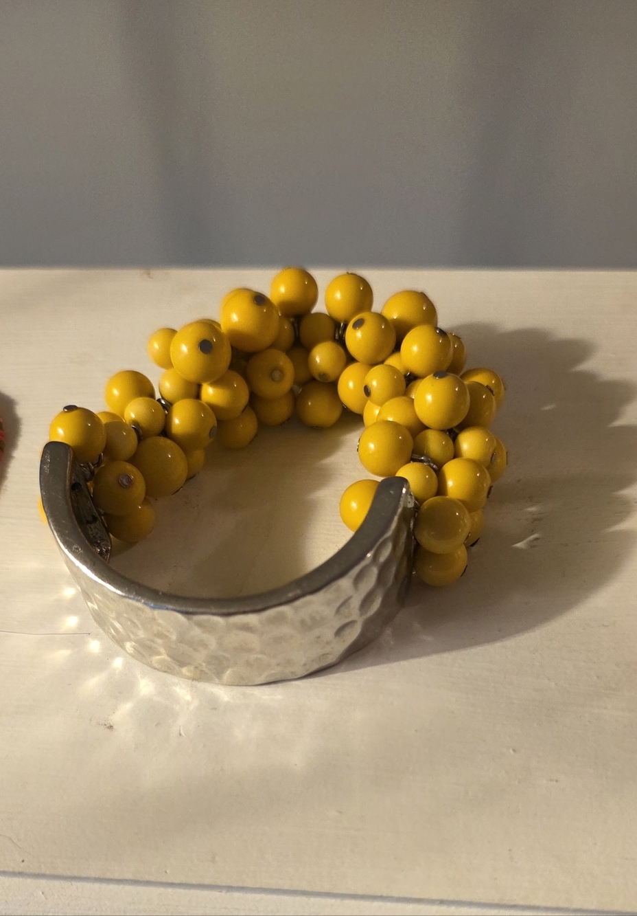 Yellow Beaded Statement Cuff Bracelet